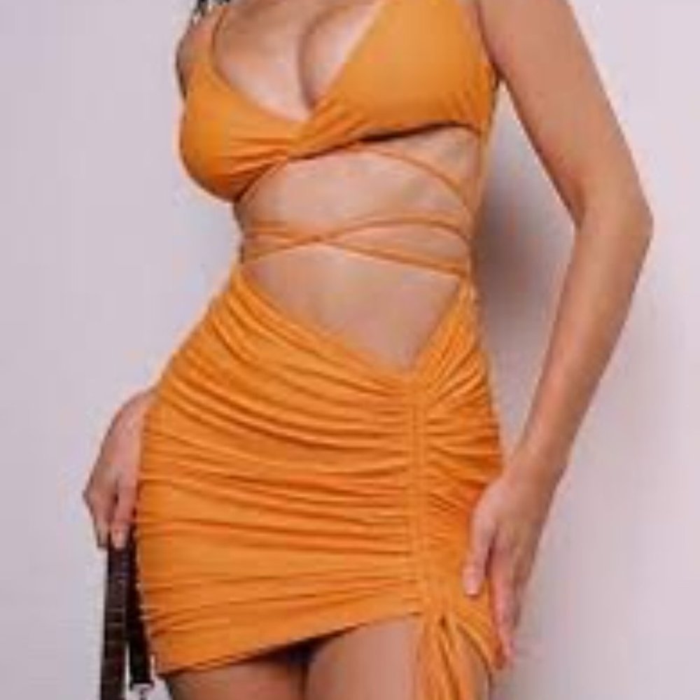 JEANNIE DRESS TIGER MIST ORANGE SIZE SMALL